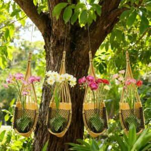 Bamboo Hanging Orchid Baskets